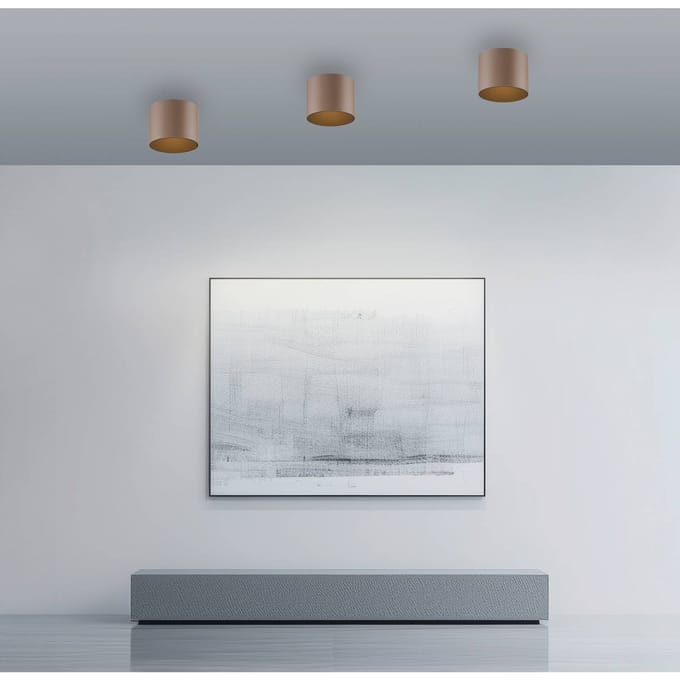 LED badkamer plafondlamp PURE Point, bronskleurig, Ø 11 cm, IP44