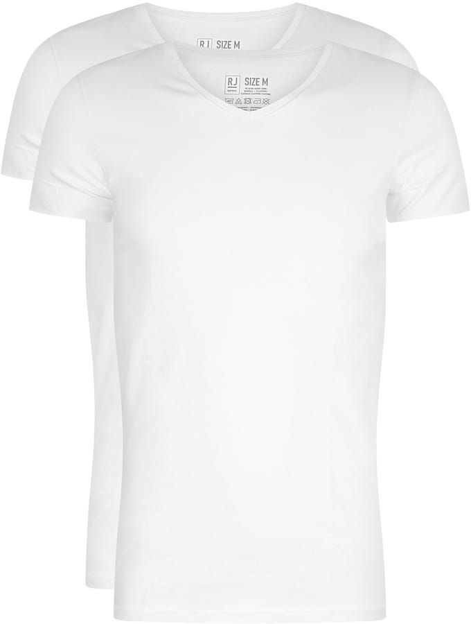 RJ Everyday 2-Pack Den Bosch T-Shirt Regular V-Hals Wit S