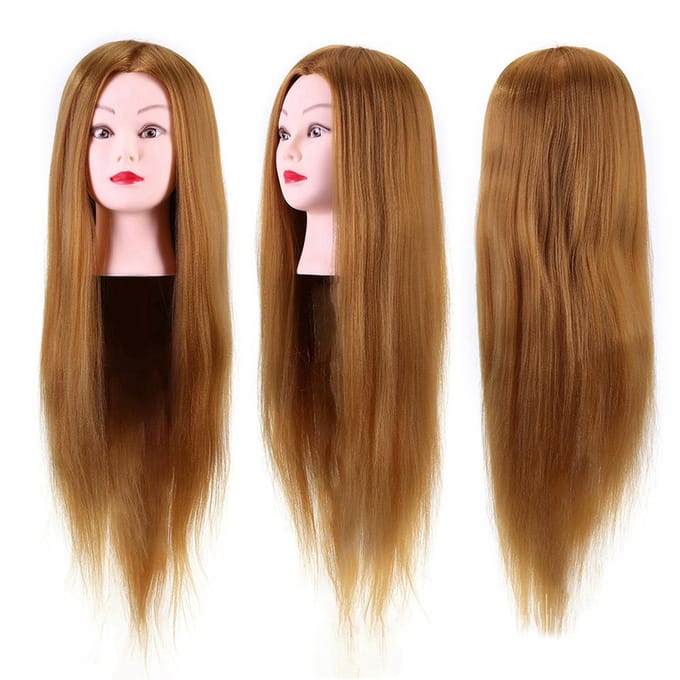 Tête de mannequin 40 % cheveux humains véritables pour formation de coiffeur, tête de poupée cosmétologue blonde brown