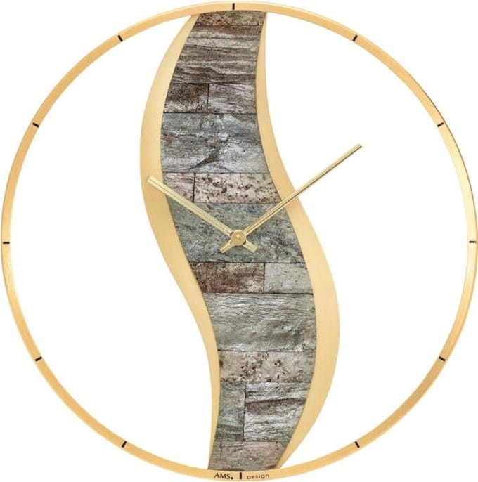 AMS wandklok 9645 open ring / goud