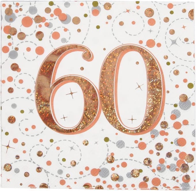 Oaktree - Servetten - 60 jaar Rose Gold (16 stuks)