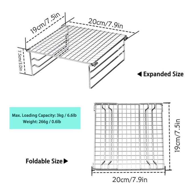Mini grille de gril pliante, Support de gril, Support chauffant avec plaque de support argenté