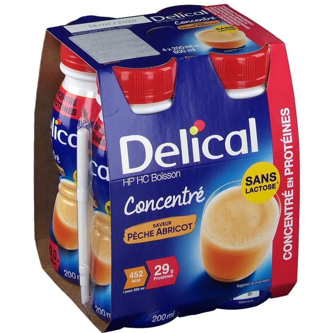 Delical HP HC Drank Geconcentreerde Perzik-Abrikoos 4x200 Drinkbare oplossing