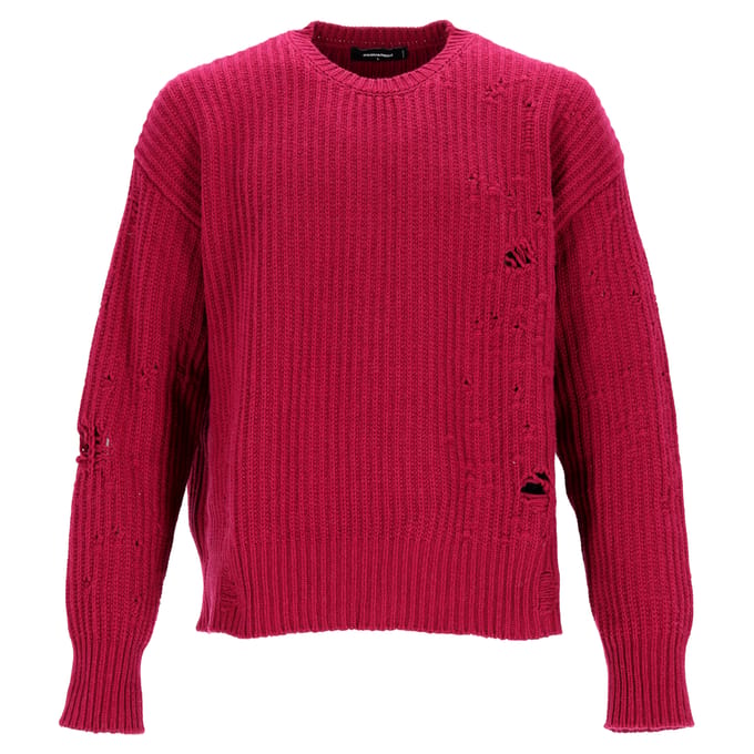Dsquared2 trui met ronde hals en verwassen look in rode wol