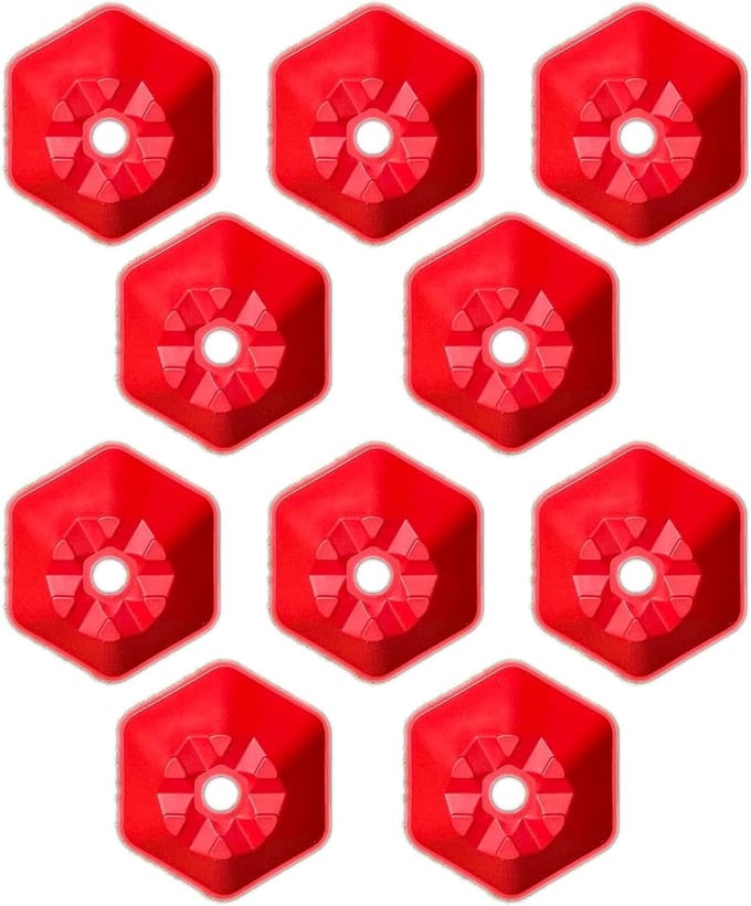 Zeskantkegels Set - Space Markers Discs - Sporttraining Agility - Stapelbaar Windbestendig - 18cm Breedte 5cm Hoogte - Rood