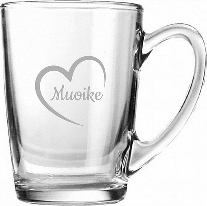 Gegraveerde Theeglas 32cl Muoike mei hert