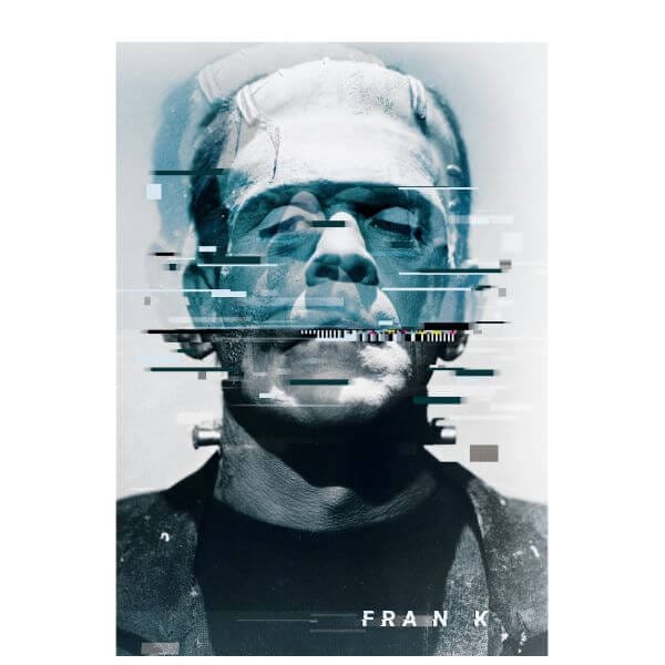 Universal Monsters Frankenstein Glitch Dames T-shirt - Wit - M