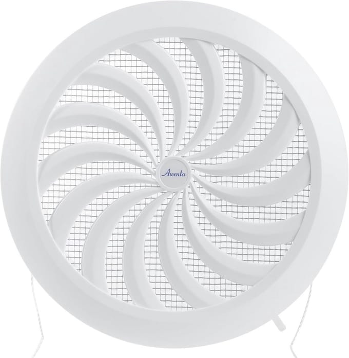 Ronde Ventilatieopening 15,2 cm met Muggennet en Rolluik - Wit