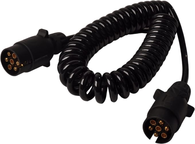 Premium verloop spiraalkabel 7 aderig met 2x 7-polige stekker - 90 tot 250 cm