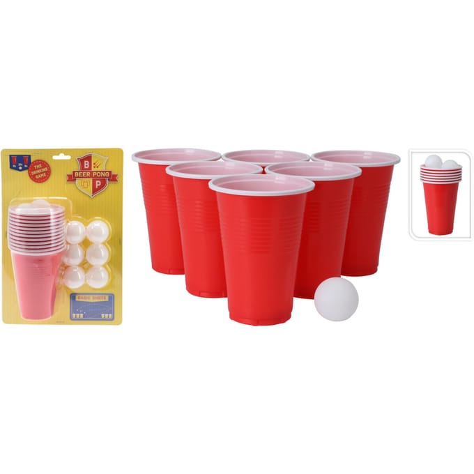 Beer Pong Spel Set, 12 Bekers & 12 Ballen 24 Pieces rood