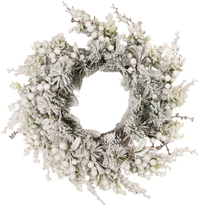 Clayre & Eef Kerstkrans Ø 50 cm Groen Wit Kunststof
