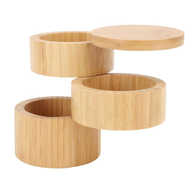 Home 3-laags Bamboe Hout Container 3-laags Kruidencontainer Bamboe Hout Kruiden Organizer L beige