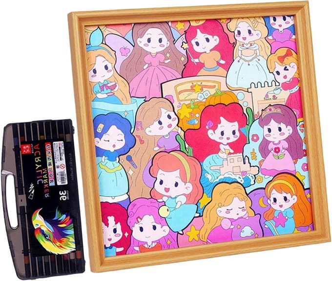 Puzzel Set - Knutselpakket Kinderen - Creatief Knutselen - Inclusief Stiften - 32 x 32 cm - Multicolor