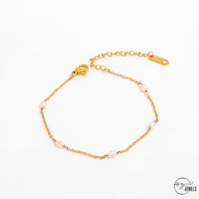OZ Jewels – Parel Kettingarmband – Verguld – Elegant – Vrouwen – Verstelbare