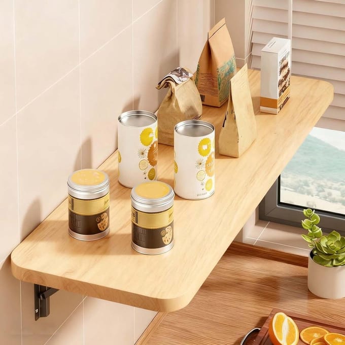 Opvouwbaar Wandbureau - Klaptafel Muur - Ruimte Besparen - Stevige Stalen Beugels - 60x30cm - Hout