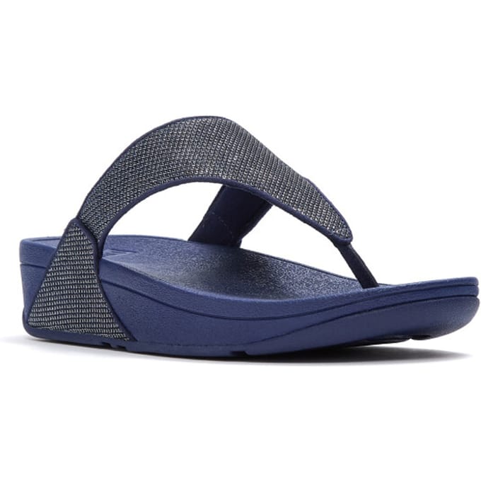 FitFlop Lulu Shimmerglitz Toe-Post Sandals DONKERBLAUW - Maat 43