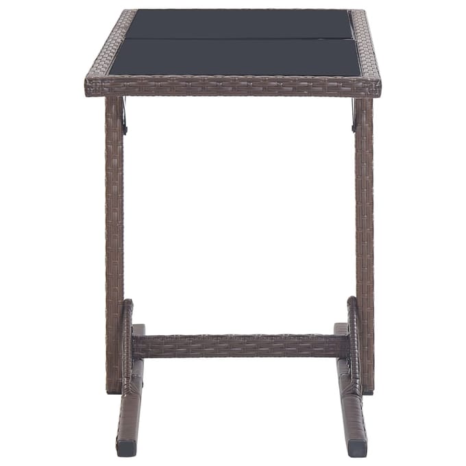 vidaXL - Tuintafel - 110x53x72 - cm - glas - en - poly - rattan - bruin