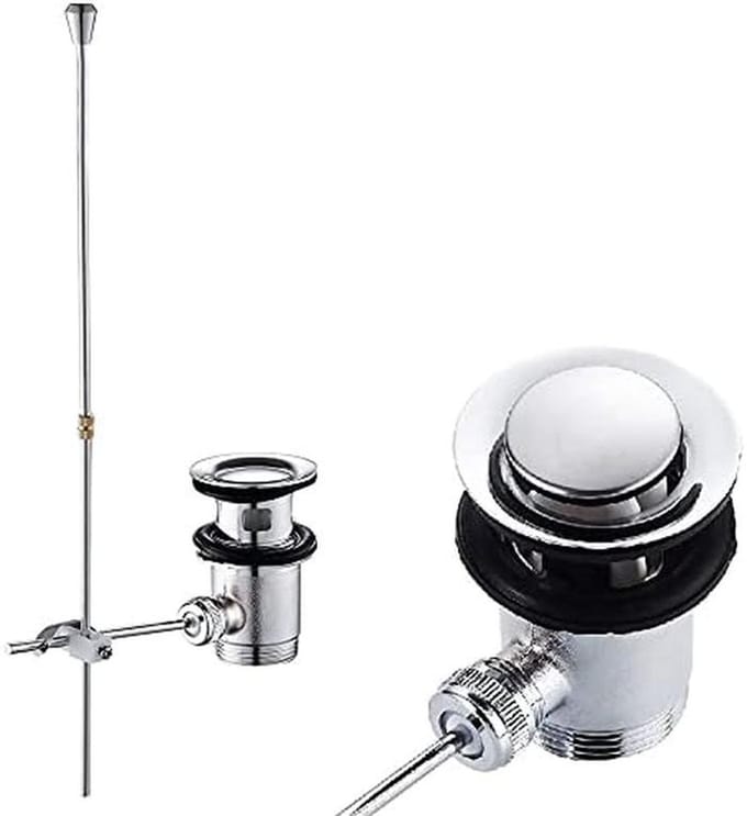 Excentrische Afvoerplug met Overloop voor Wastafel - Inclusief Hendel en Stopkraan - RVS 1 1/4 inch