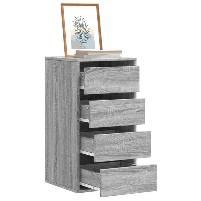 vidaXL - Ladekast - 40x41x76 - cm - bewerkt - hout - grijs - sonoma - eikenkleurig