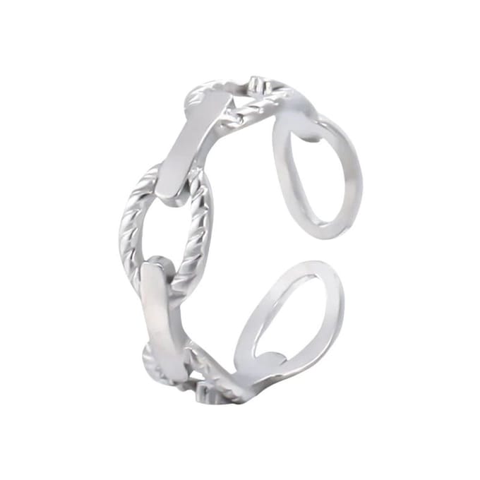 Aramat Jewels - Stalen verstelbare open schakelring - Zilverkleur
