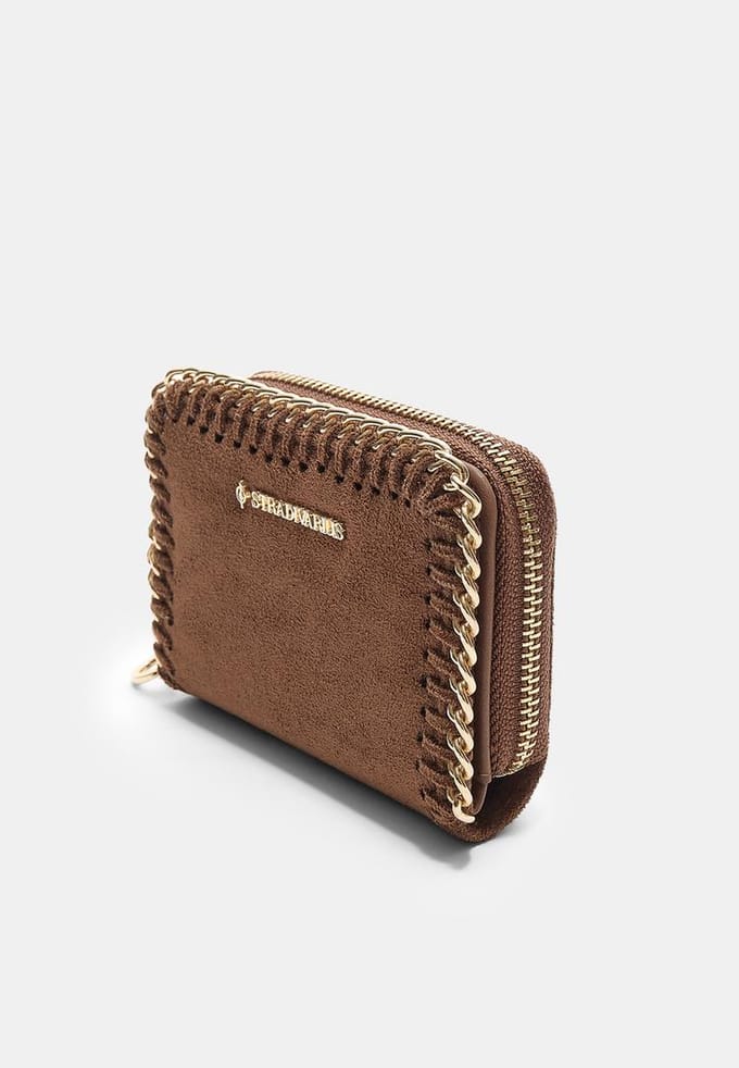 Stradivarius Portemonnee met pasjeshouder en kettingdetail  Terracotta OS