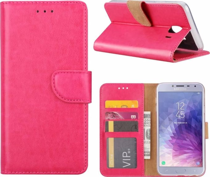 Bookcase Geschikt voor: Samsung Galaxy J4 2018 - Roze - portemonnee hoesje