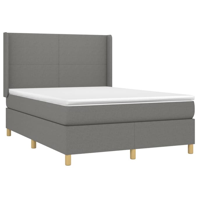 vidaXL - Boxspring - met - matras - stof - donkergrijs - 140x190 - cm