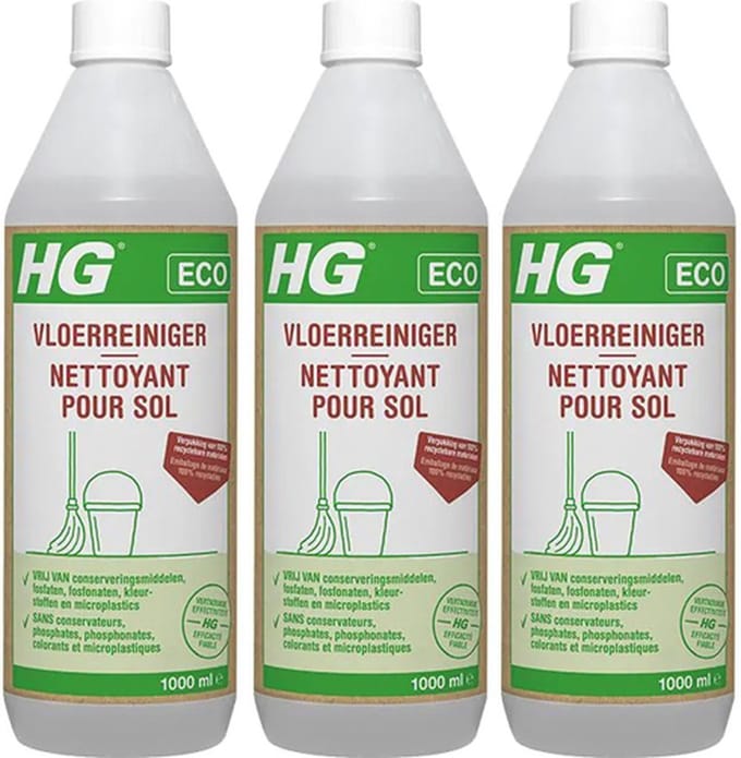 HG eco vloerreiniger + Gratis KD spons - 3 stuks