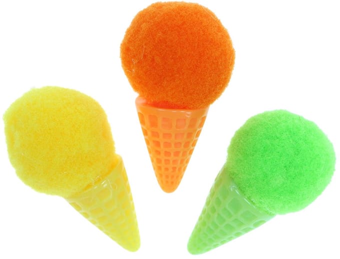 IJs in wafel kunst groen, geel, oranje assorti 3,5cm 18 st