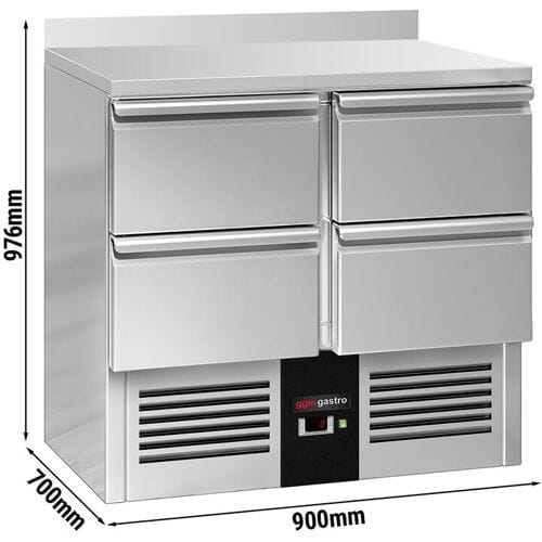 GGM Gastro Kühltisch PREMIUM - 900x700mm - 4 Schubladen - Aufkantung