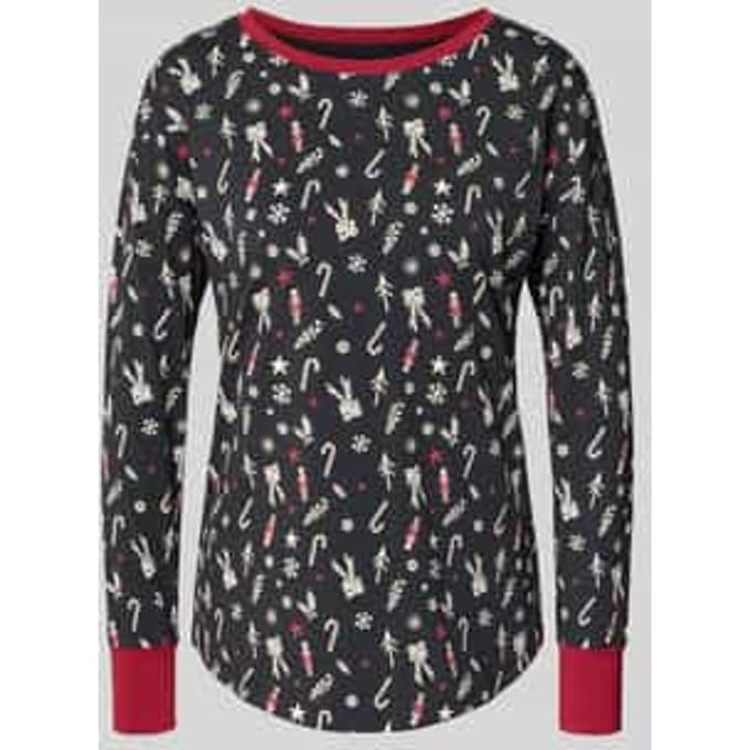 Pyjamabovendeel in all-over look met ronde hals