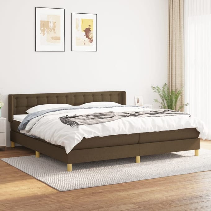 vidaXL - Boxspring - met - matras - stof - donkerbruin - 200x200 - cm