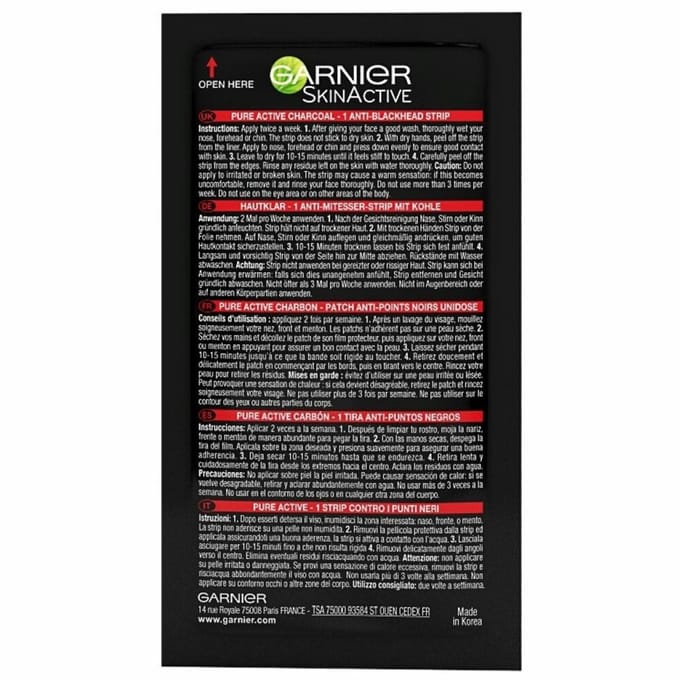 Garnier - SkinActive Pure Active Charcoal Neusstrips - 3 x 4 stuks - Voordeelverpakking