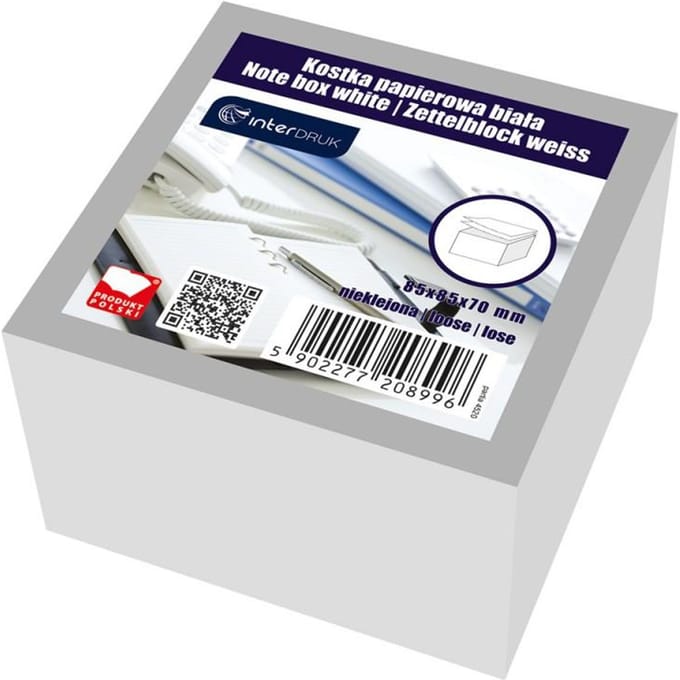 Interdruk Kantoenblok Wit 85x85x70mm - Grote Notitieblok