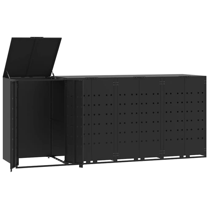 vidaXL - Containerberging - voor - 4 - containers - 276x79x117 - cm - staal - zwart