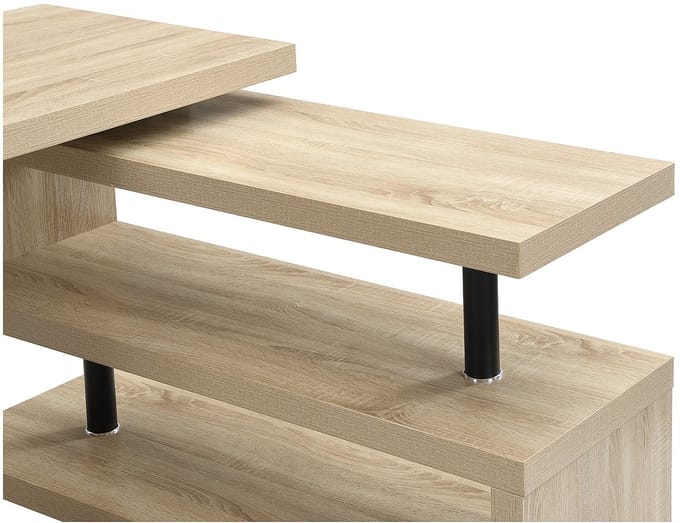 Vente-unique Uitschuifbaar bureau met 360° draaibaar blad - MDF - Kleur: Naturel - NICEPHORE III