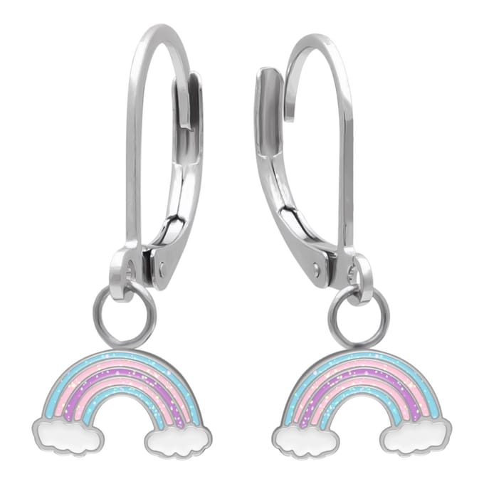 Regenboog oorhangers kind - Pastel & glitters - Chirurgisch staal - 6 mm