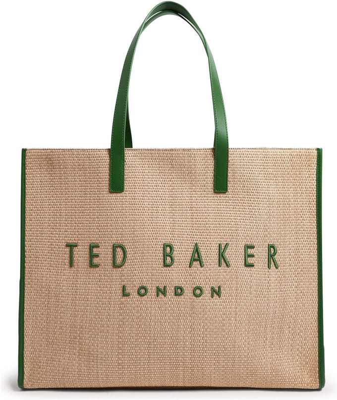 Ted Baker shopper Pallmer Faux Raffia Large Icon Bag Green beige