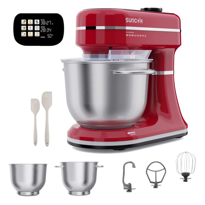 Robot Pâtissier, 1500W Av. Vleesmolen, Multifunctionele Keukenrobot Av. 4,5L, 5,5L mengkom, garde, deeghaak