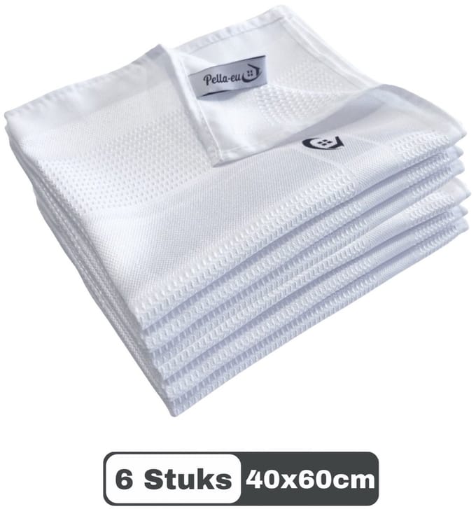 PELLA-EU - MICROVEZEL - MICROVEZELDOEKEN - SCHOONMAAKDOEKEN - 6 STUKS - WIT - 40x60cm