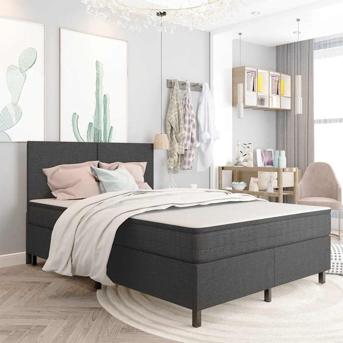 vidaXL - Boxspringframe - stof - grijs - 160x200 - cm