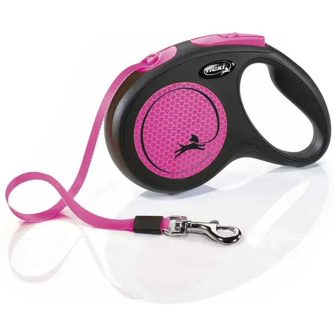 Flexi New Neon - Hondenriem Rollijn - Roze - M - Middelgrote Hond - 5 meter
