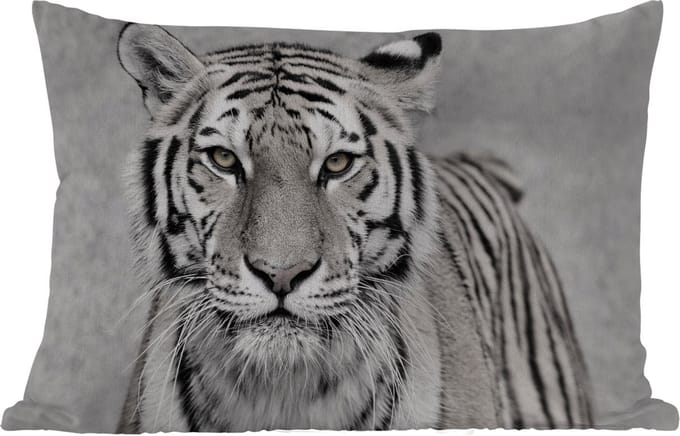Buitenkussens - Tijger - Natuur - Zwart - Wit - 60x40 cm - Weerbestendig