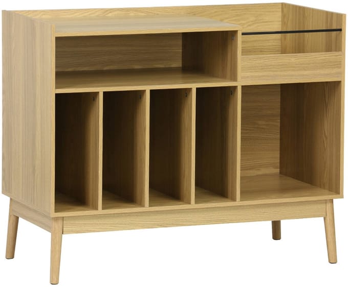 sweeek - Vinyl opbergmeubel met houtdecor 100 x 48 x 81,5cm - dune