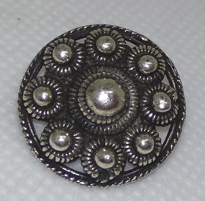 6 stuks, Zeeuwse knoop plat, kleding knoop verzilverd