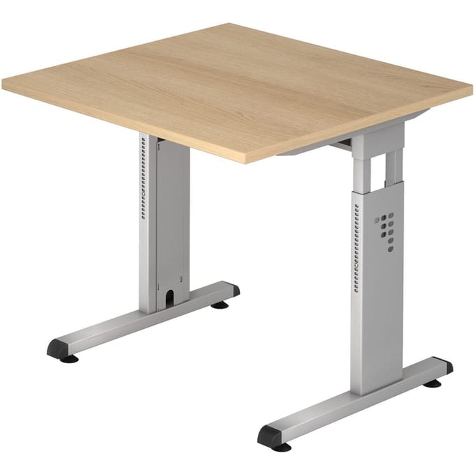 MEGA 8 S | Bureau - 80 x 80 Eiken/Zilver Tafelhoogte I In hoogte verstelbaar
