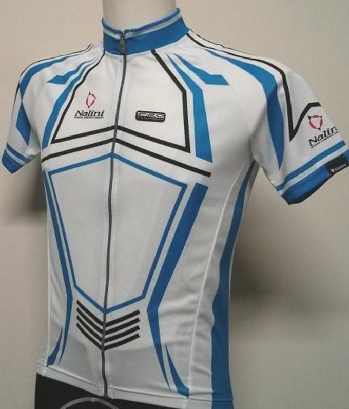 Nalini Sculptor fietsshirt korte mouwen wit blauw - S