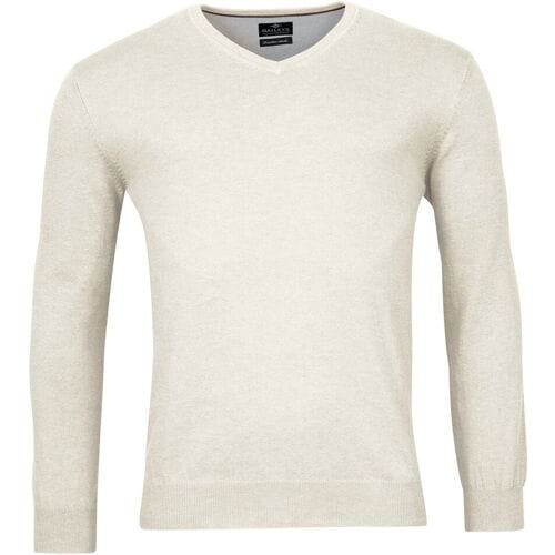 Baileys Trui Uni Color Cotton V-Neck Single Knit Kitt / male