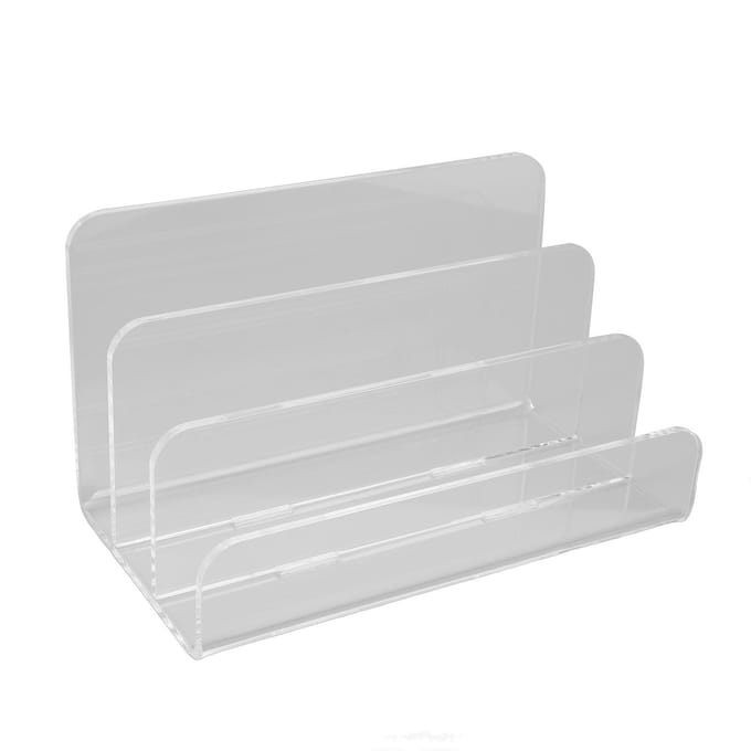 Organisateur de courrier à 3 compartiments Porte-lettres Acrylique transparent Porte-documents vertical pour bureau white