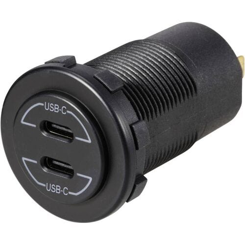 VOLTCRAFT VC-USBCx2-9-30V Dubbel USB-C-stopcontact 9 V-30 V-60 W Stroombelasting (max.): 3 A 12 - 24 V=
